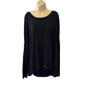 Wonderly Curvy Black Wide Crew Neck Long Sleeve High Lo‎ Tunic Top 1X Pre-owned